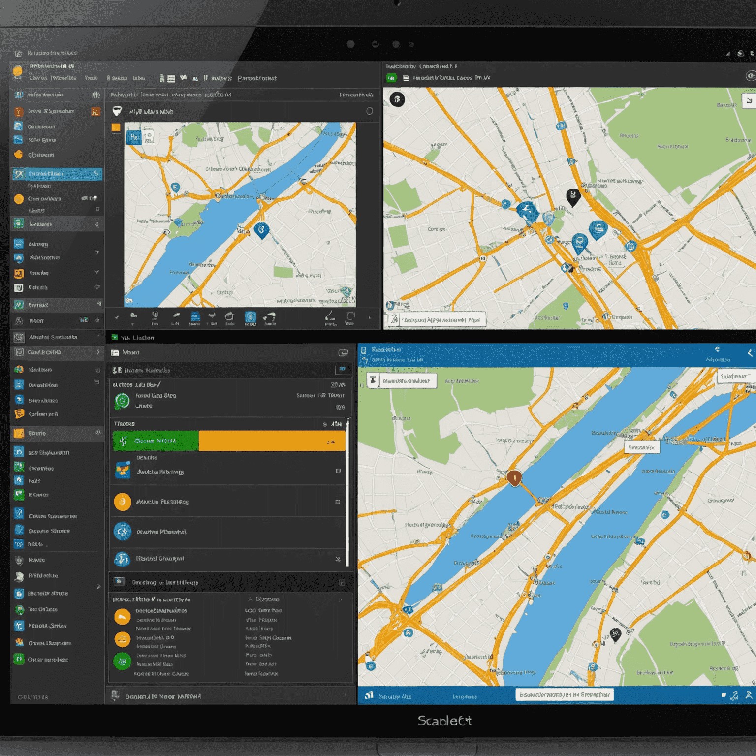 Image représentant un écran d'ordinateur affichant l'interface d'Advanced IP Scanner avec un réseau local cartographié