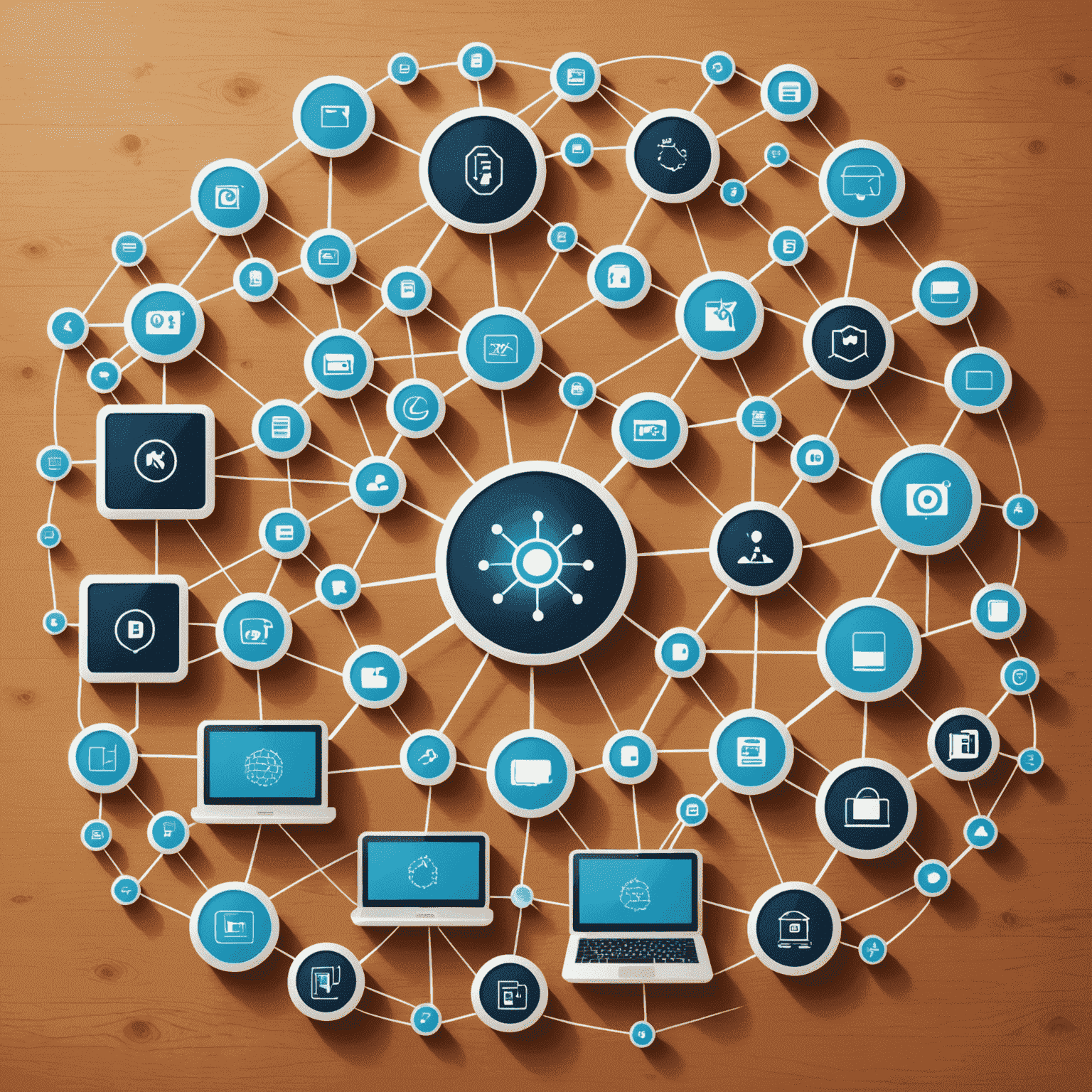 Image illustrant une interface de gestion de ressources réseau avec des icônes représentant différents appareils connectés